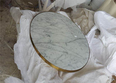 ประเทศจีน Classic Carrara Marble Top Table, โต๊ะกาแฟกลมกลมกลืนกับขอบสีทอง ผู้ผลิต